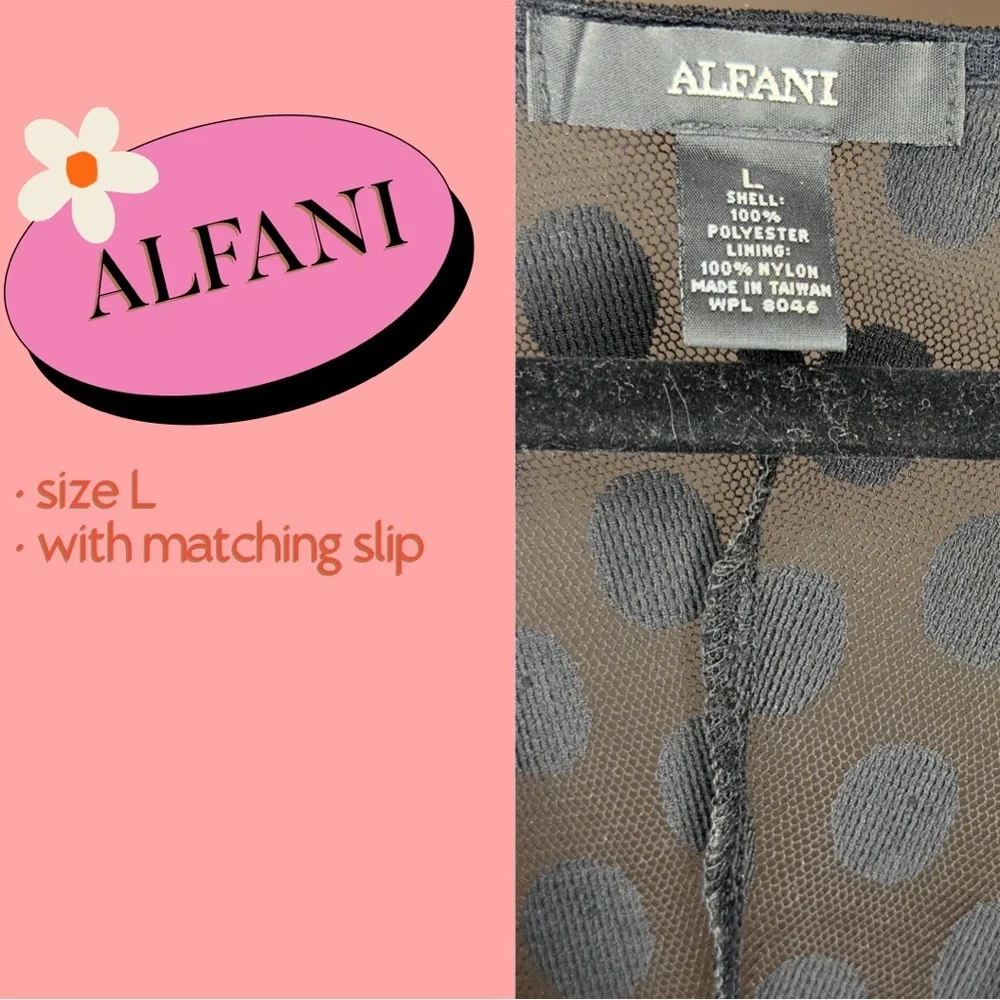 ALFANI Size Large Black Cocktail Dress with Matching Slip - Picture 3 of 3